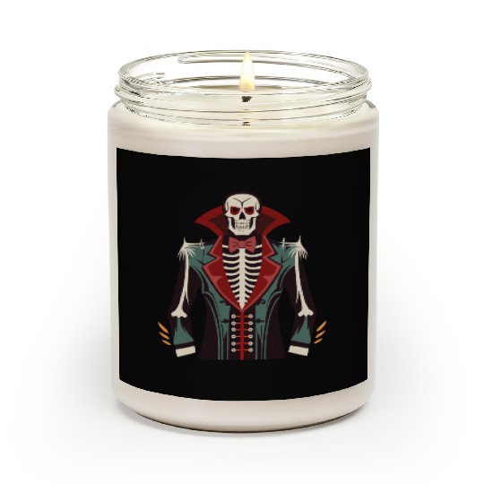 A skeleton ribcage, a vampire tuxedo print Costume Scented Candles