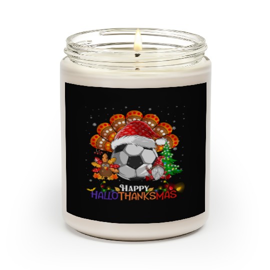 Soccer Turkey Gnome Happy Hallothanksmas Scented Candles