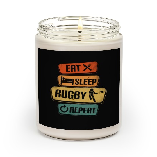 Eat Sleep Rugby Repeat Funny Rugby Player Scented Candles