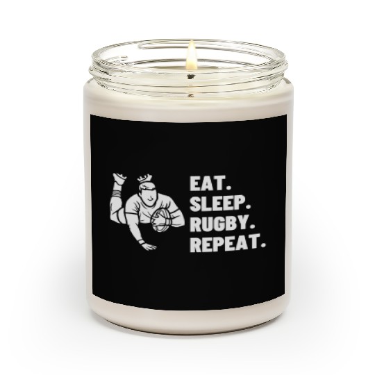 Eat Sleep Rugby Repeat Funny Rugby Player Scented Candles