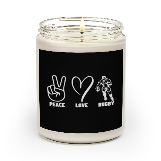 Peace Love Rugby Funny Rugby Player Scented Candles