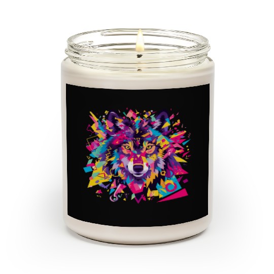 Majestic Pop Art Alpha Wolf - Vibrant Cool Scented Candles