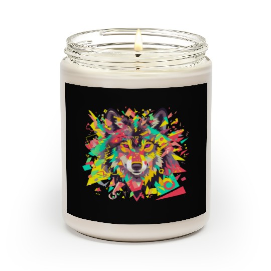 Majestic Pop Art Alpha Wolf - Vibrant Warm Scented Candles