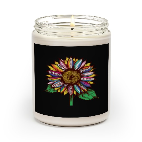 lgbtq sunflower rainbow flags Diversity Human Righ Scented Candles