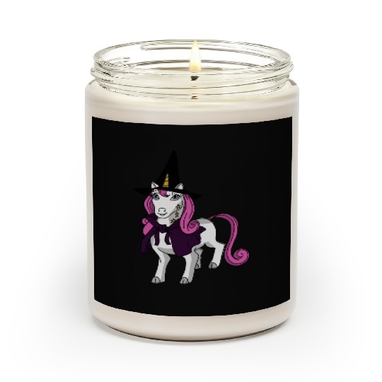 Happy Halloween 2024 unicorn wearing a witch hat Scented Candles