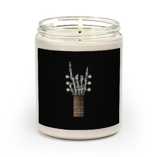 Rock On Guitar Neck Skeleton Hand Sign Rock & Roll Scented Candles