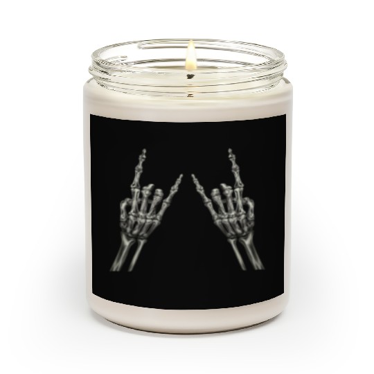 Rock On Rock Star Skeleton Hands Rocker Halloween Scented Candles