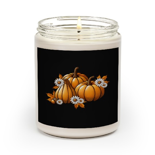 Autumn pumpkins- flowers & leaves in warm colors Scented Candles