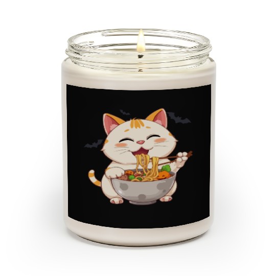 cat ramen Halloween anime kawaii neko eating noodl Scented Candles