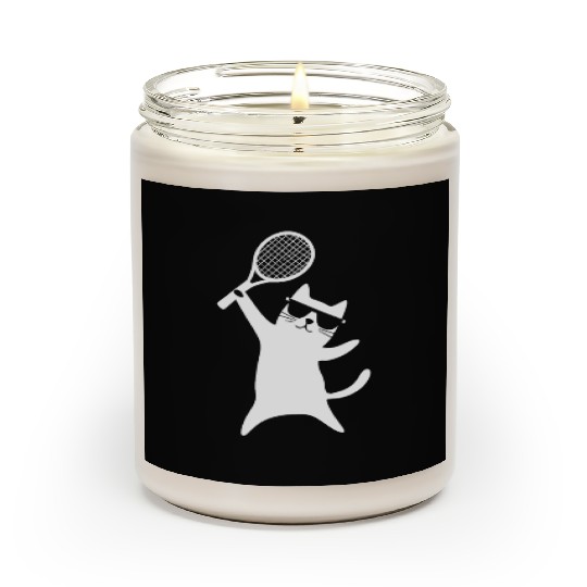 Cat Wearing Sunglasses with Tennis Racket Scented Candles