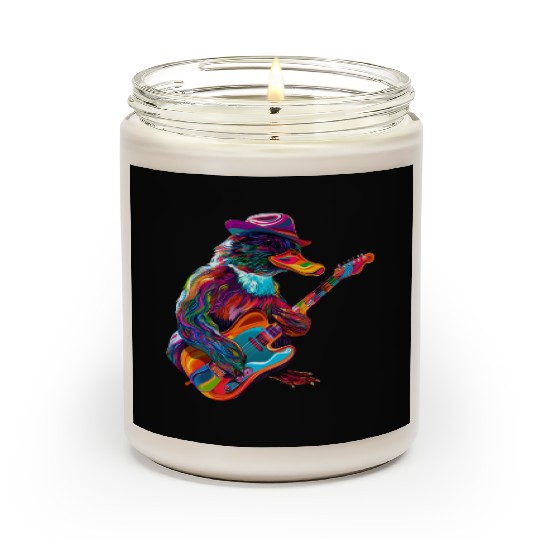 Platypus Mammal Guitar Cowboy Hat Popart Scented Candles