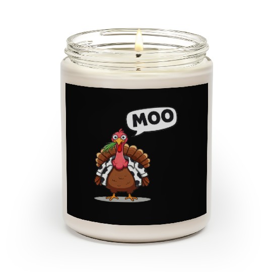 turkey moo funny thanksgiving Scented Candles