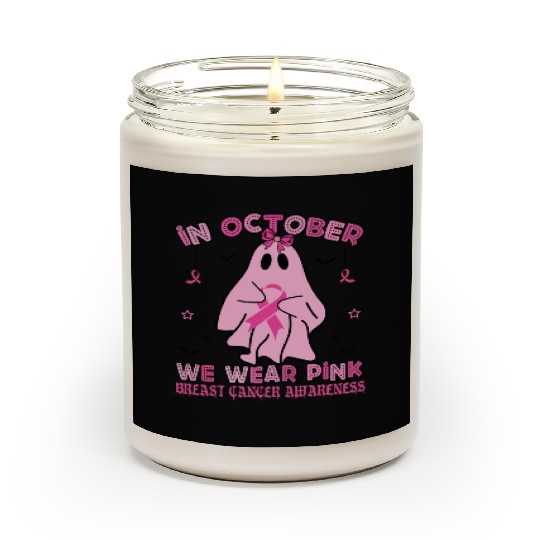 Halloween Breast Cancer Pink Ghost Scented Candles