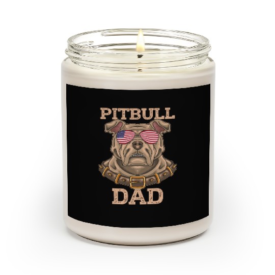 Pitbull Dad Dog Vintage USA American Flag Scented Candles
