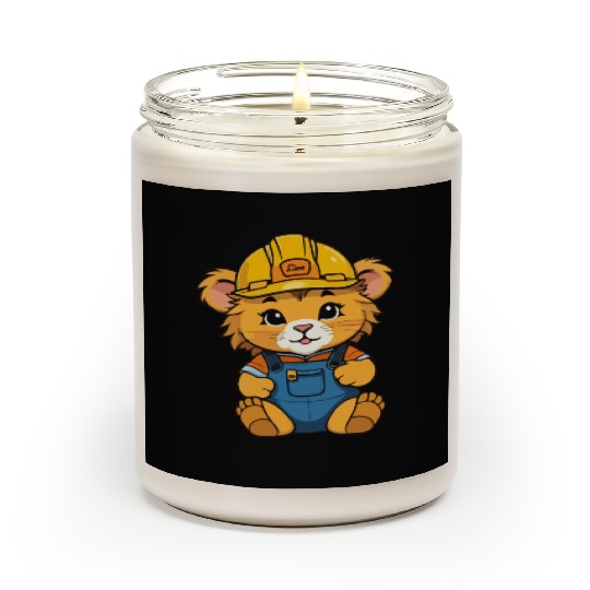 baby lion as construction worker Scented Candles