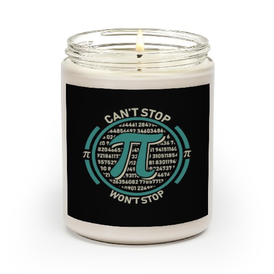 Can't Stop Pi Won't Stop Pi Day Vintage Retro Math Scented Candles