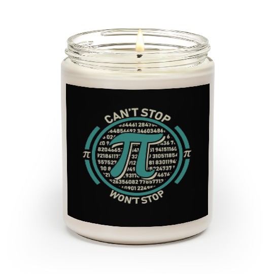 Can't Stop Pi Won't Stop Pi Day Vintage Retro Math Scented Candles