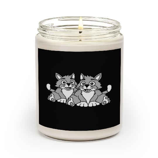 Two Happy Cats 2 Friends Love Couple Kitten Team Scented Candles