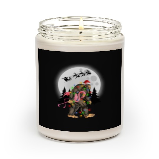 Bigfoot Carrying Flamingo Funny Sasquatch Scented Candles