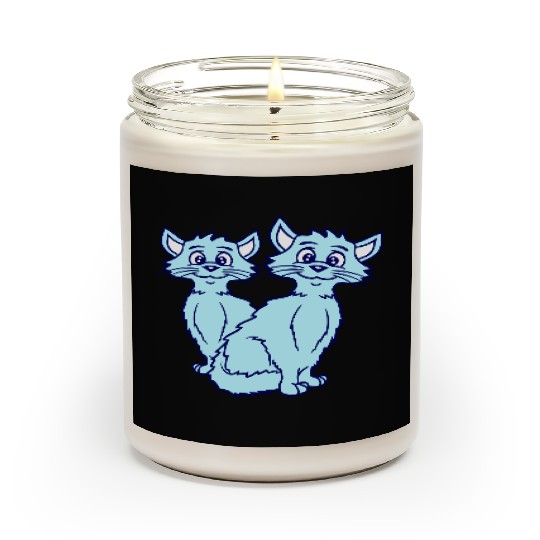 Two Happy Cats 2 Friends Love Couple Kitten Team Scented Candles