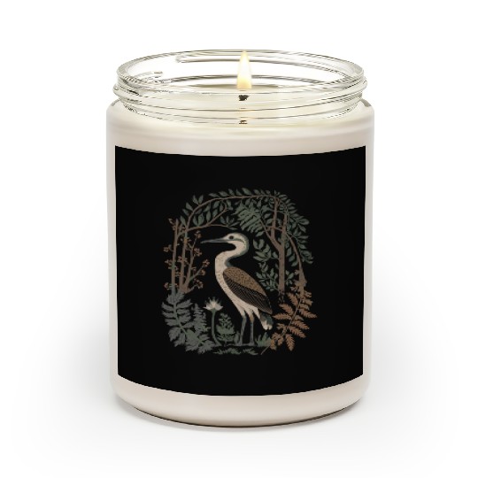 Heron in Forest Foliage Nature Scene Scented Candles