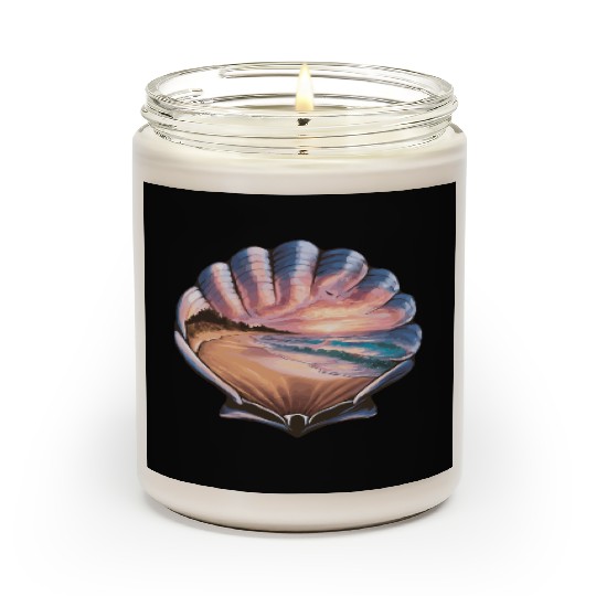Seashell Beach Scene Serene Ocean Landscape Scented Candles