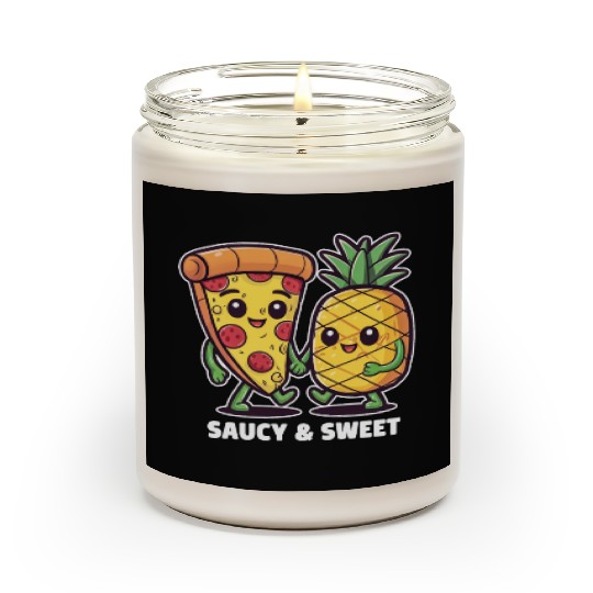 Funny Cute Kawaii Pizza Pineapple Friends Saucy Scented Candles