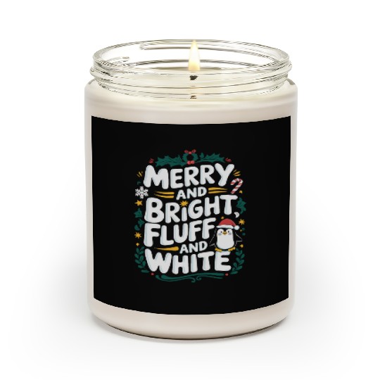 Merry And Bright, Fluff And White Penguin Scented Candles