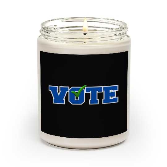 Bold Blue "VOTE" with Green Checkmark Election Scented Candles