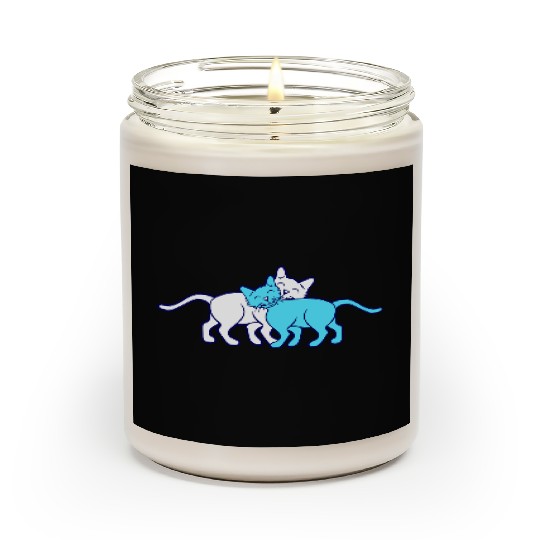 2 Happy Cats Friends Team Two Cuddling Love Couple Scented Candles