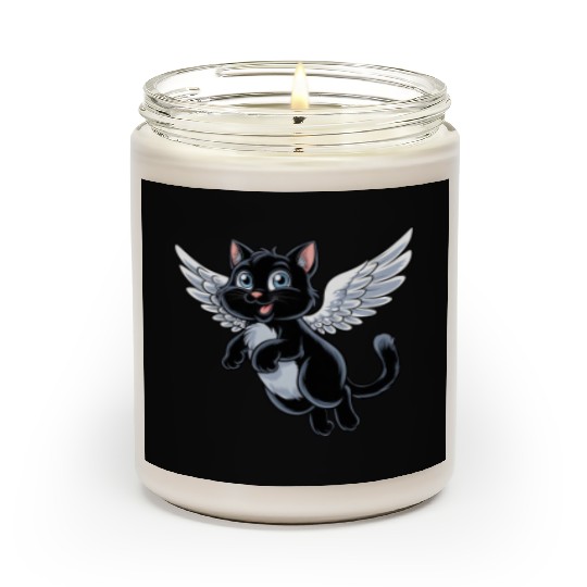 Black Cat with Angel Wings Scented Candles