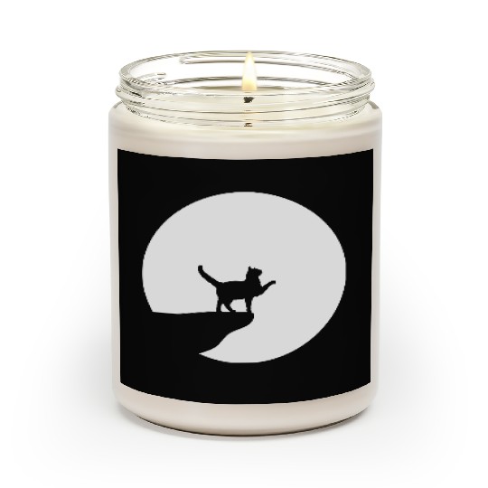 Cat Moon Cliff At Night Werewolf Round Howling Fun Scented Candles