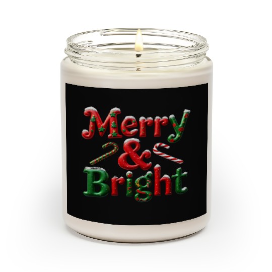Merry and Bright Christmas Typography Scented Candles
