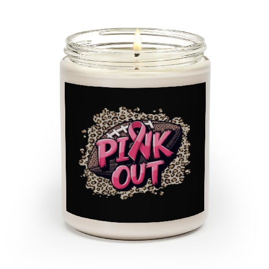 Pink Out Breast Cancer Football Coquette Bow Mom Scented Candles