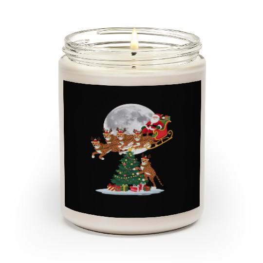 Xmas Tree Lights Funny Santa Riding Cheetah Scented Candles