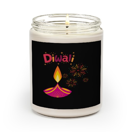 Diwali Design with Lamp & Festive Fireworks Scented Candles