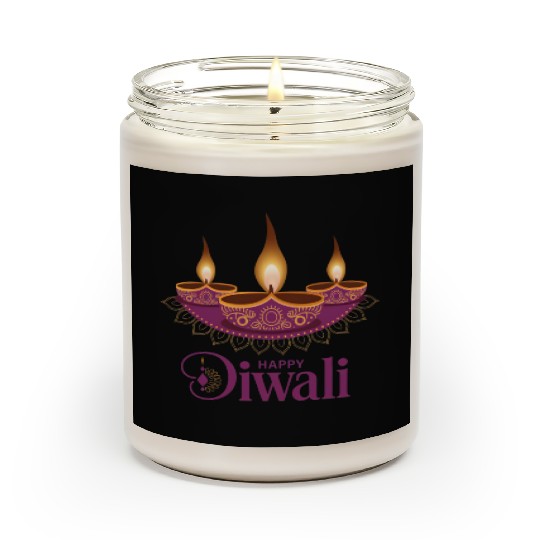 Happy Diwali with Beautiful Diya Lamps Scented Candles