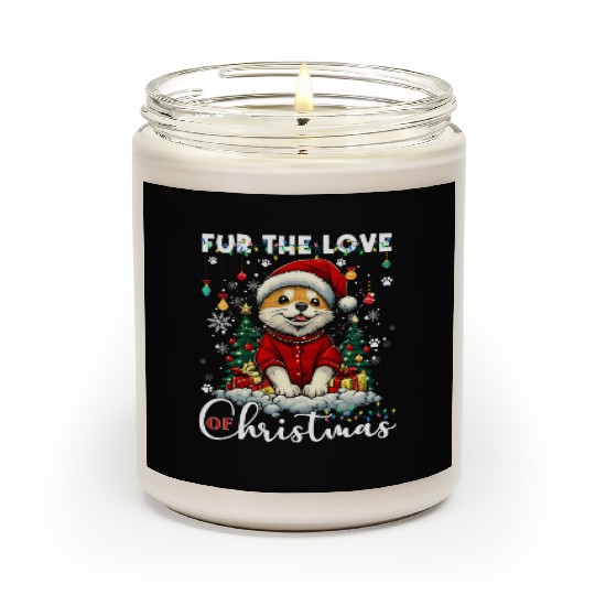 Akita Christmas Tree Lights Decorations Dog Lover Scented Candles