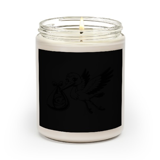 Adorable Stork with Baby Bundle Newborn Delivery Scented Candles