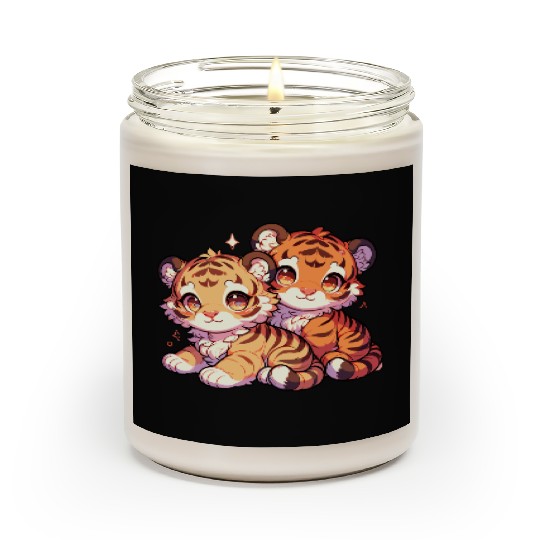 Adorable Baby Tiger Cubs Artwork - Cute and Scented Candles