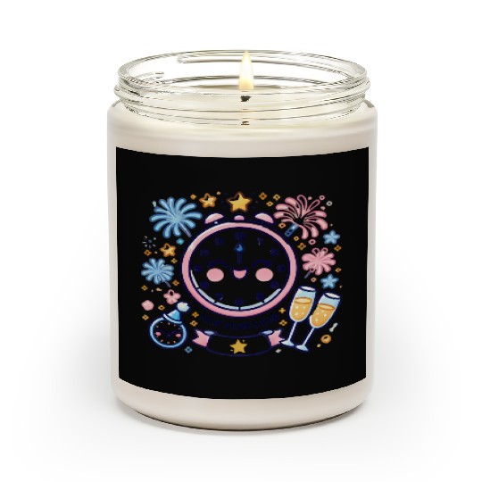 Celebrate New Year's Eve, Fun Clock and Fireworks Scented Candles