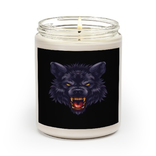 dark wolf face Scented Candles
