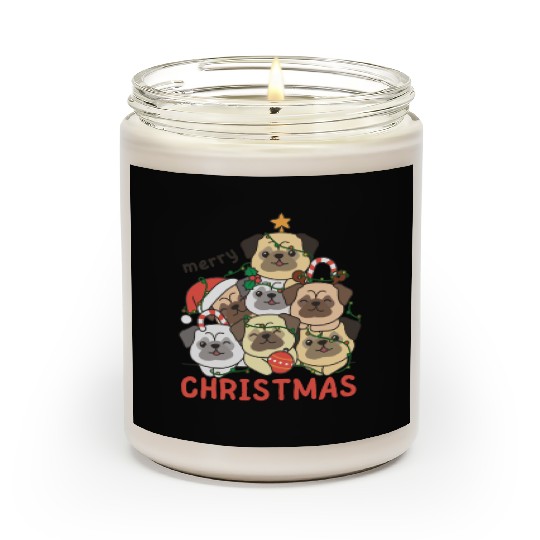 Pug Christmas Tree Merry Christmas Scented Candles