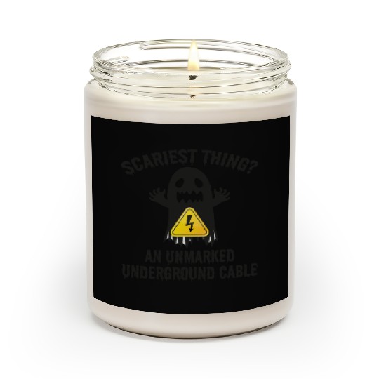 Lineman Halloween Scary Electrician Funny Humor Scented Candles