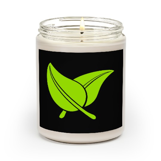 2 Green Beautiful Leaves Eco Spring Summer Nature Scented Candles