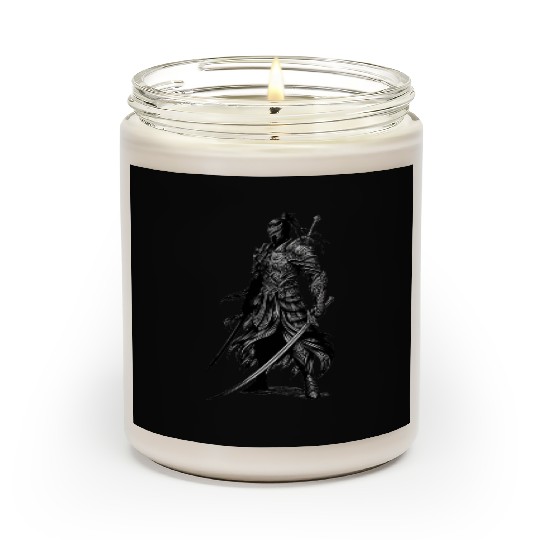 Black Warrior Sketch Power Fantasy Art 1 Scented Candles