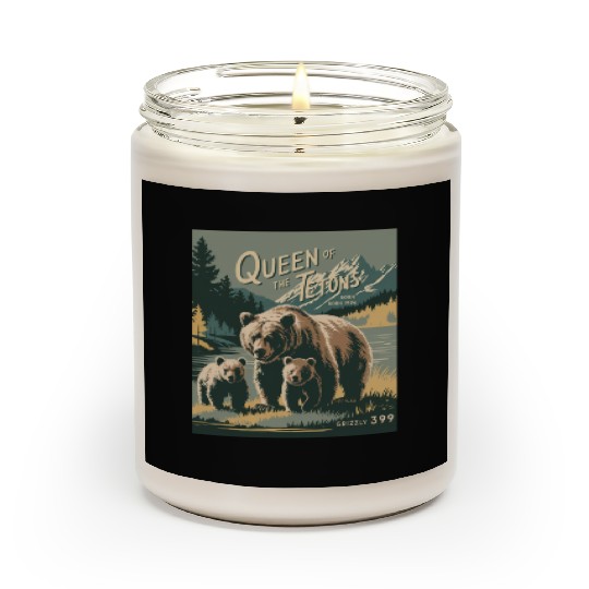 Queen of the Tetons Grizzly 399 Vintage Nature Art Scented Candles