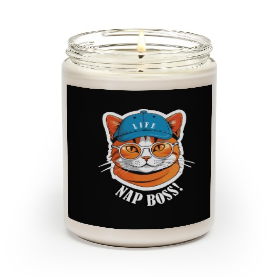 Cat Nap Boss with Cap and Sunglasses Scented Candles