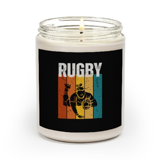 Rugby Player Vintage Retro 70s Design Rugby Scented Candles