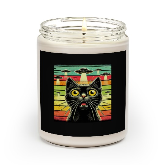 Fun Cat sunset Galaxy Cat Spaceship Alien Cat UFOs Scented Candles